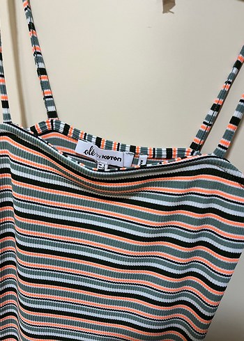 Çizgili İnce Askılı  Elbise koton - Görsel 4