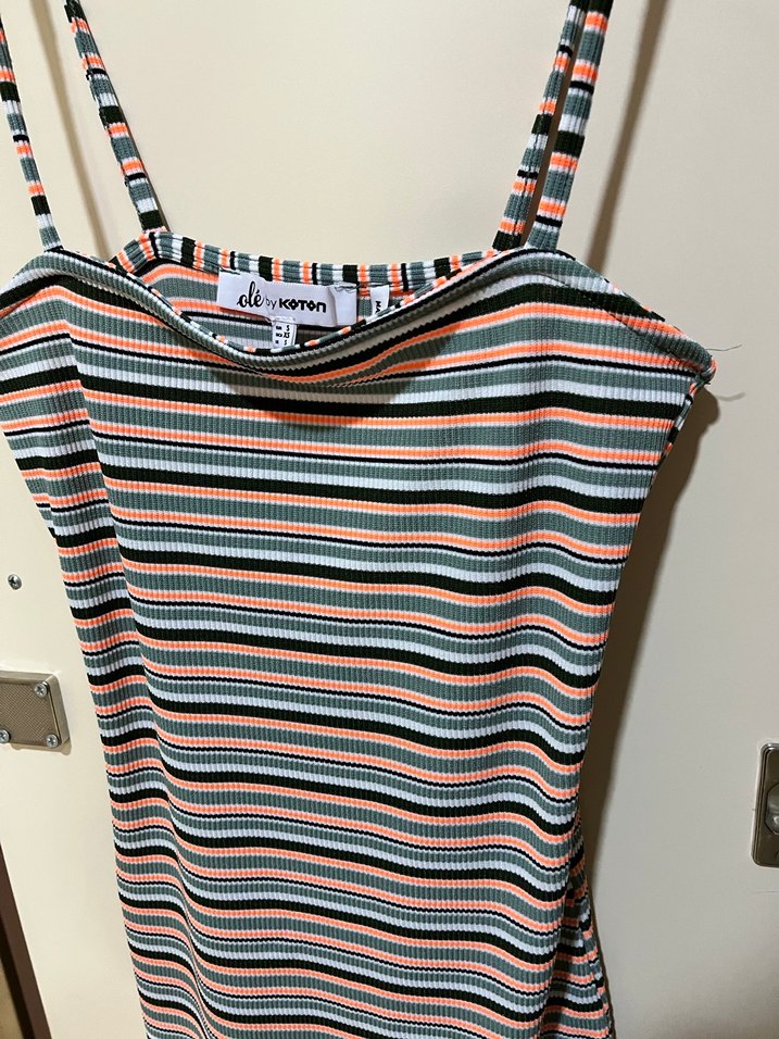 Çizgili İnce Askılı  Elbise koton - Görsel 5