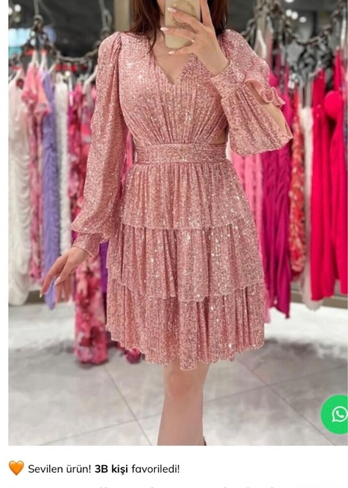 Sierra pullu sırt dekolteli pudra abiye - Görsel 2