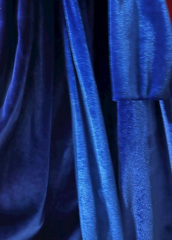 Koyu Mavi, Drapeli, Uzun Kollu Kadın Elbise abiye gece elbisesi - Görsel 4