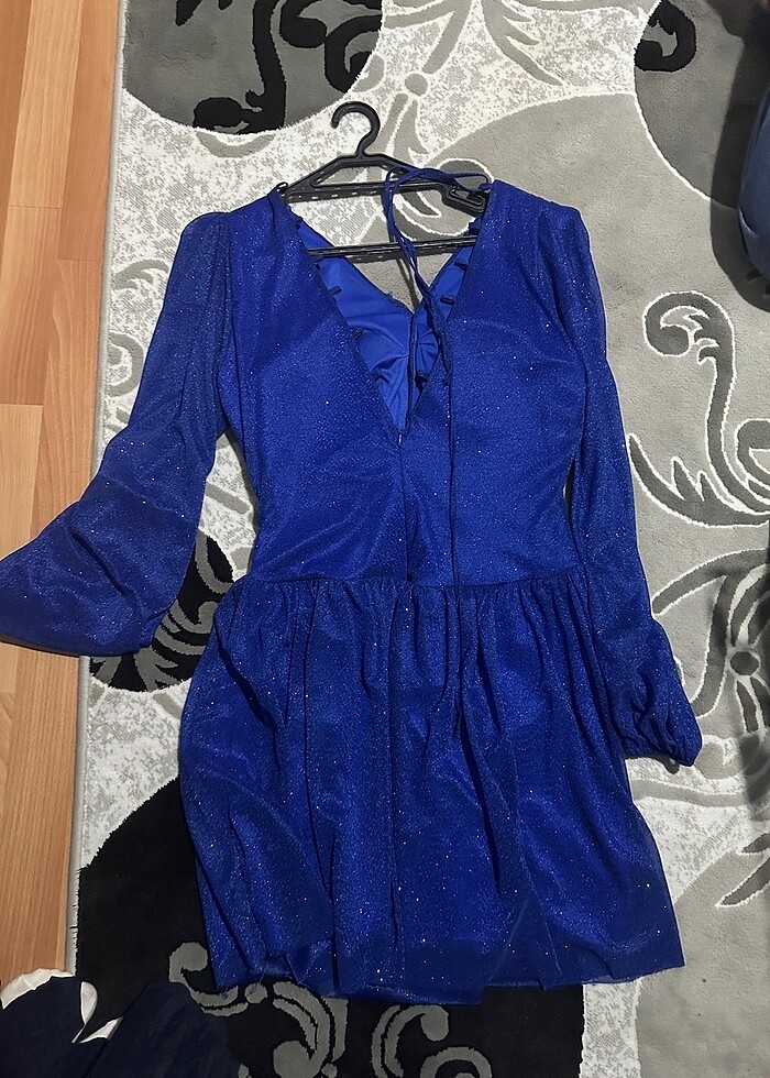 Lacivert simli mini elbise - Görsel 2