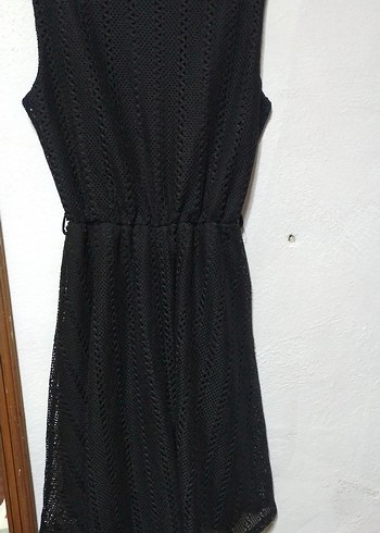 Dantel Detaylı Siyah Midi Elbise - Görsel 3