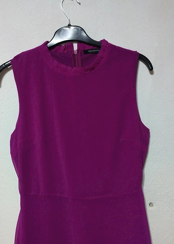 mürdüm fırfırlı elbise - Görsel 3