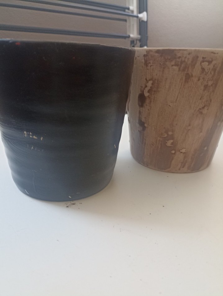 Bej ve gri dokulu seramik saksı - Görsel 2