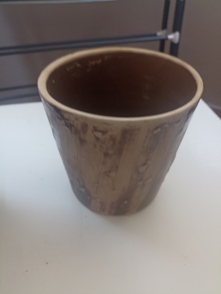 Bej ve gri dokulu seramik saksı - Görsel 4