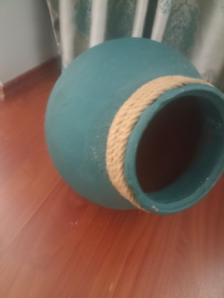 Turkuaz Renkli Jüt Detaylı küp - Görsel 5