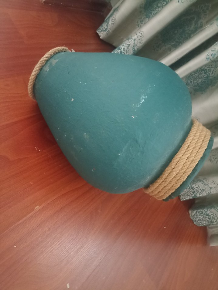 Turkuaz Renkli Jüt Detaylı küp - Görsel 2