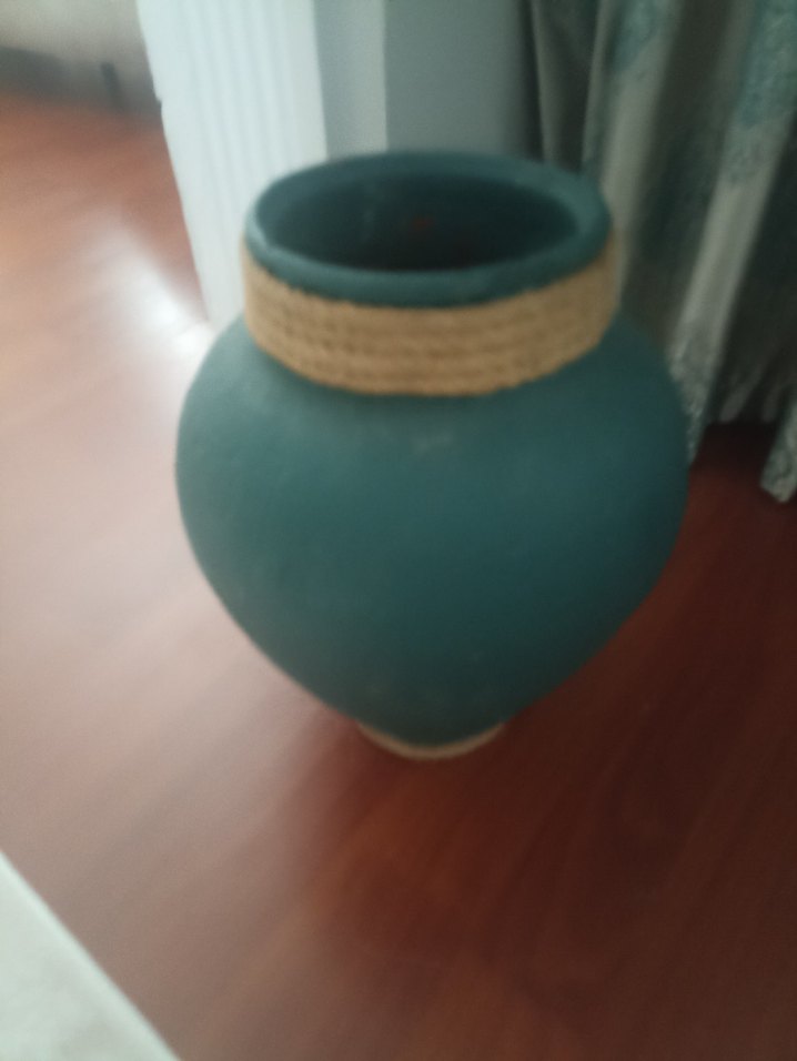 Turkuaz Renkli Jüt Detaylı küp - Görsel 3