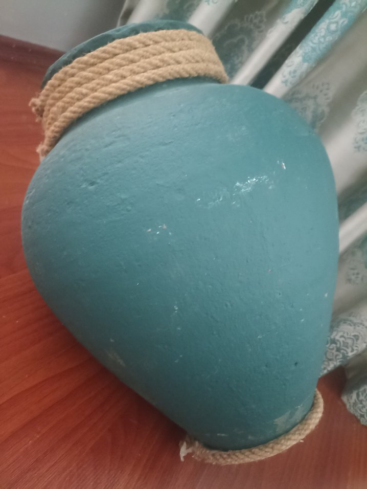 Turkuaz Renkli Jüt Detaylı küp - Görsel 4