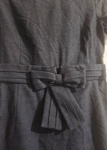 Kemerli Lacivert Midi Ofis Elbisesi - Görsel 2