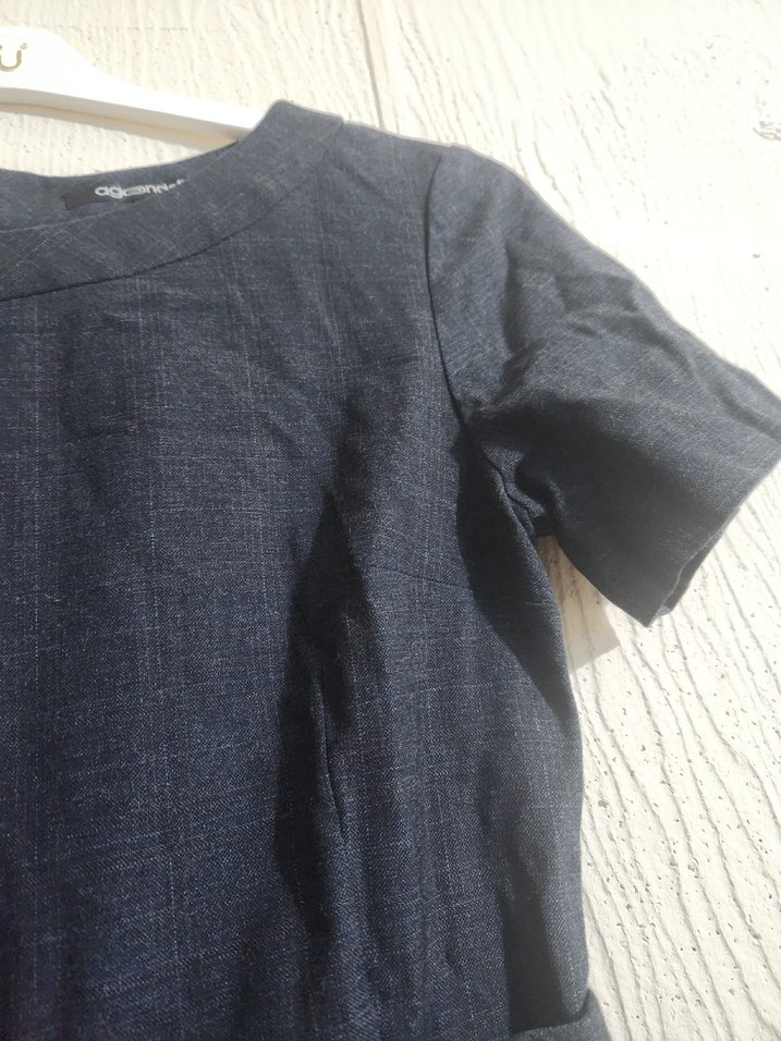 Kemerli Lacivert Midi Ofis Elbisesi - Görsel 3