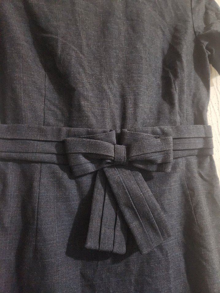 Kemerli Lacivert Midi Ofis Elbisesi - Görsel 2