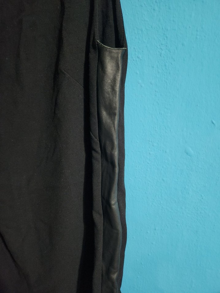 Deri Detay Siyah Kadın Mini Elbise - Görsel 3