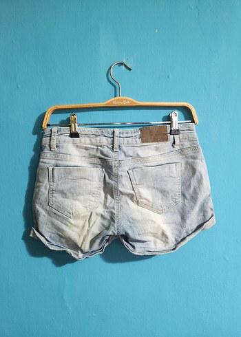 Kadın Mavi Mini Kot Şort - Görsel 4