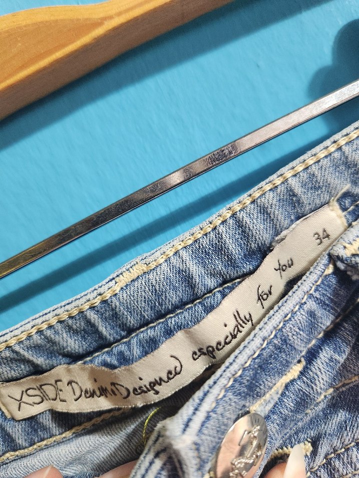 Kadın Mavi Mini Kot Şort - Görsel 3