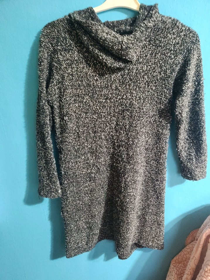 Gri Uzun Kollu Örgü Kadın Hırka - Görsel 4