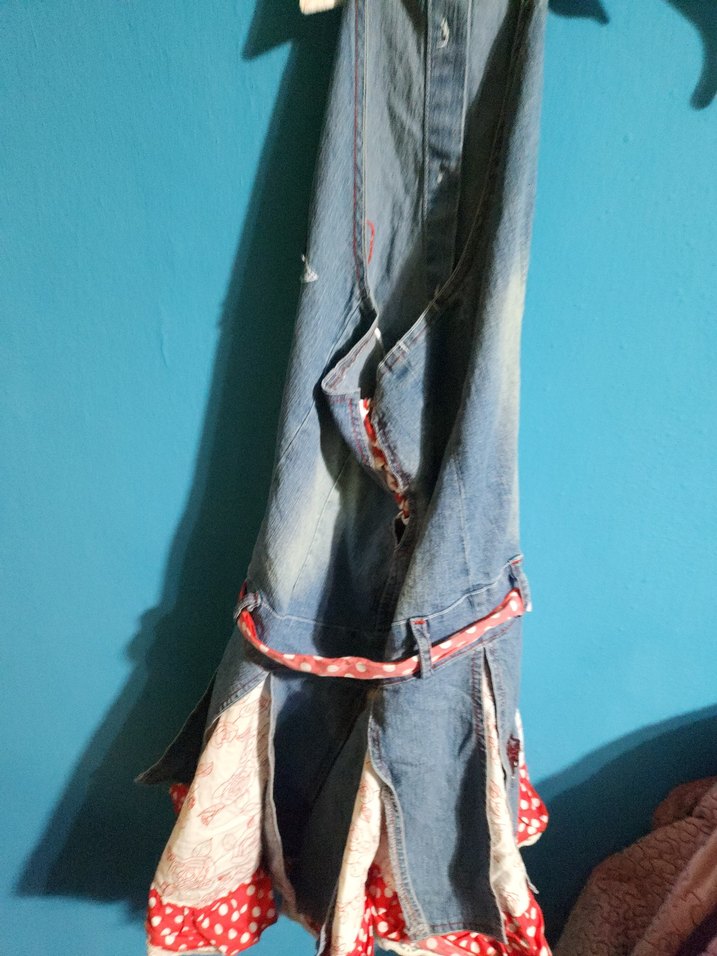 Kız Çocuk Kot Elbise Fırfırlı - Görsel 3