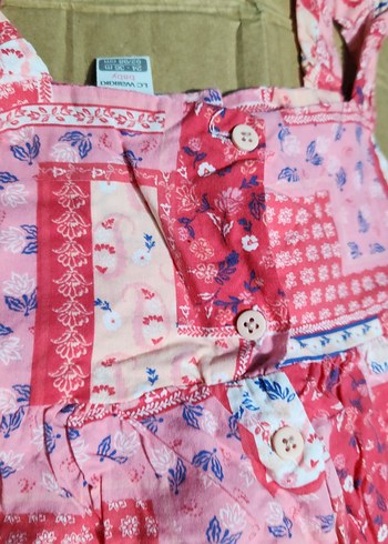 Kız Çocuk Pembe Fırfırlı Bohem Elbise - Görsel 2