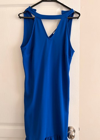 Mavi halter yaka elbise - Görsel 2
