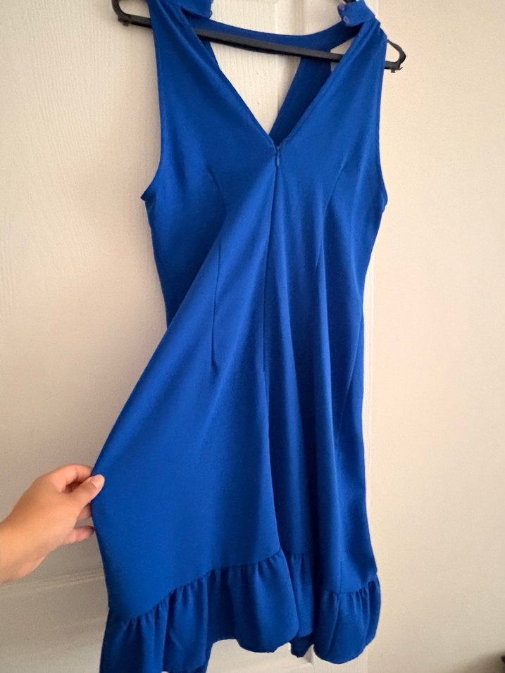 Mavi halter yaka elbise - Görsel 3