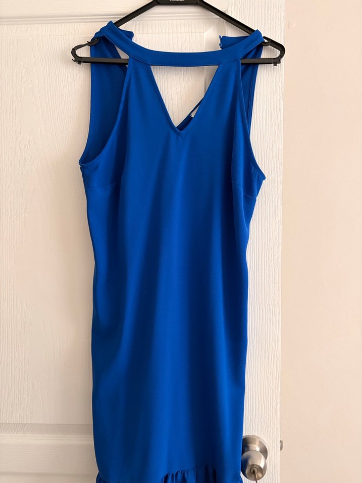 Mavi halter yaka elbise - Görsel 2