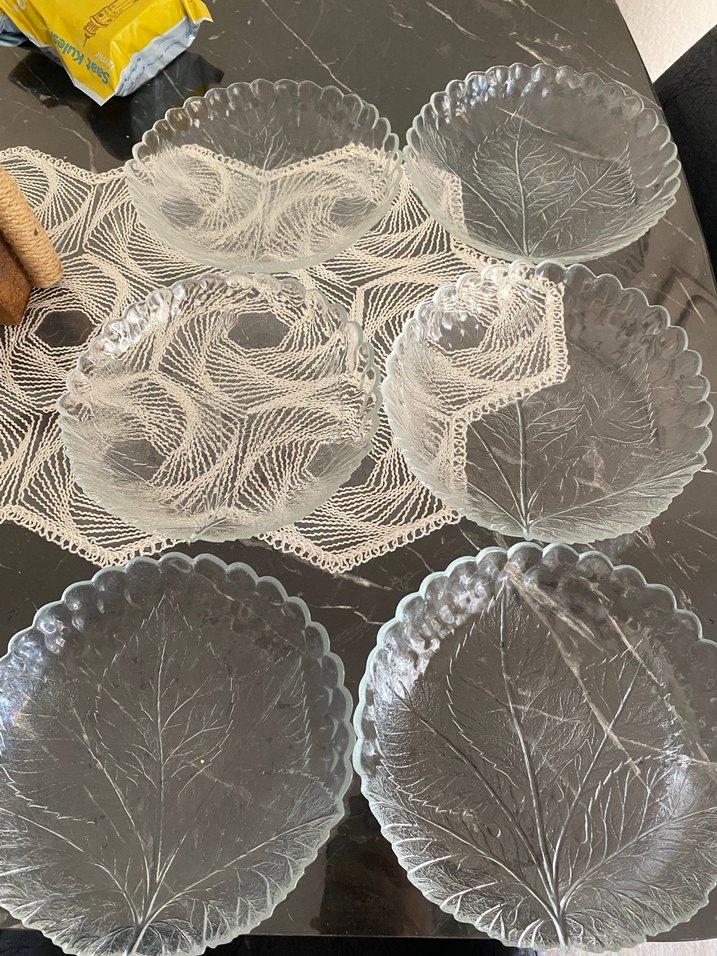 Nakışlı Bohem Tarzı Cam Tabak Seti - Görsel 2