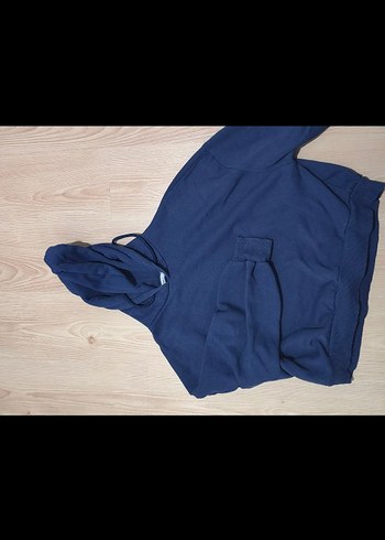 Lacivert Kapüşonlu Baskılı Kadın Sweatshirt - Görsel 2