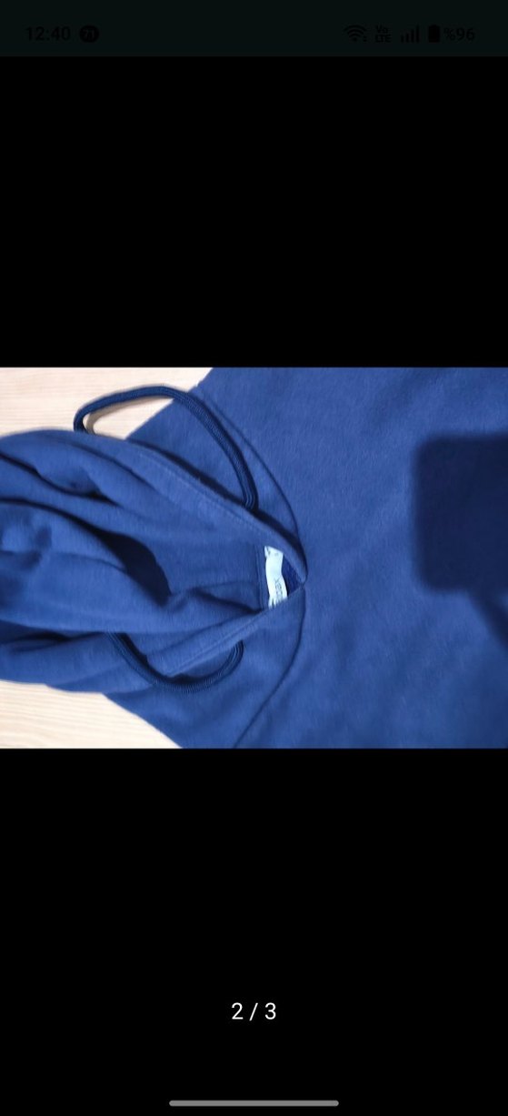 Lacivert Kapüşonlu Baskılı Kadın Sweatshirt - Görsel 3