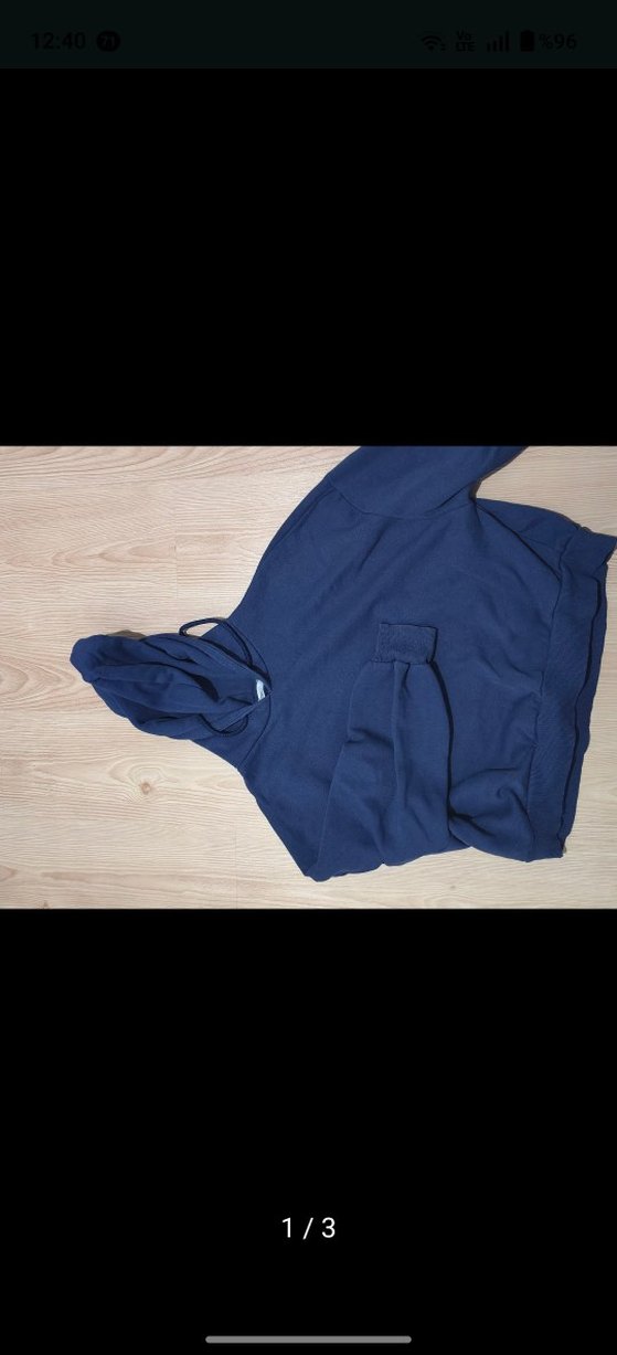 Lacivert Kapüşonlu Baskılı Kadın Sweatshirt - Görsel 2