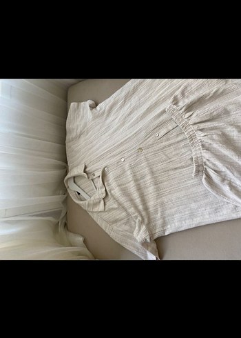 Düğmeli Kısa Kollu Keten Kadın Gömlek şort takım - Görsel 4