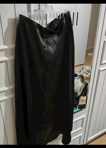 saten Siyah Uzun Kadın Etek - Görsel 3