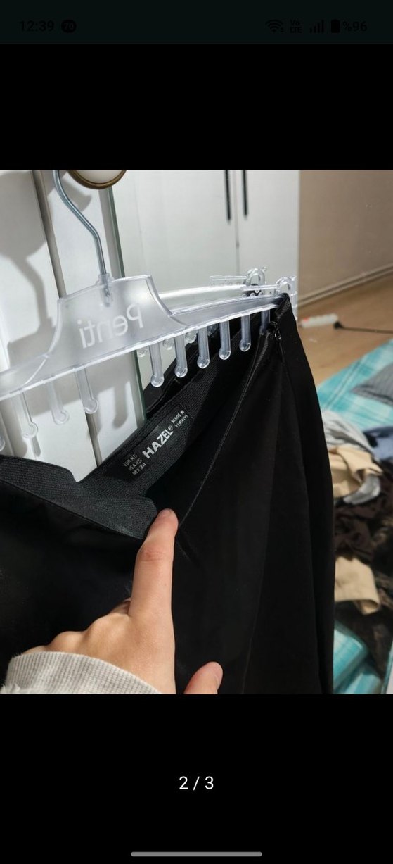 saten Siyah Uzun Kadın Etek - Görsel 2