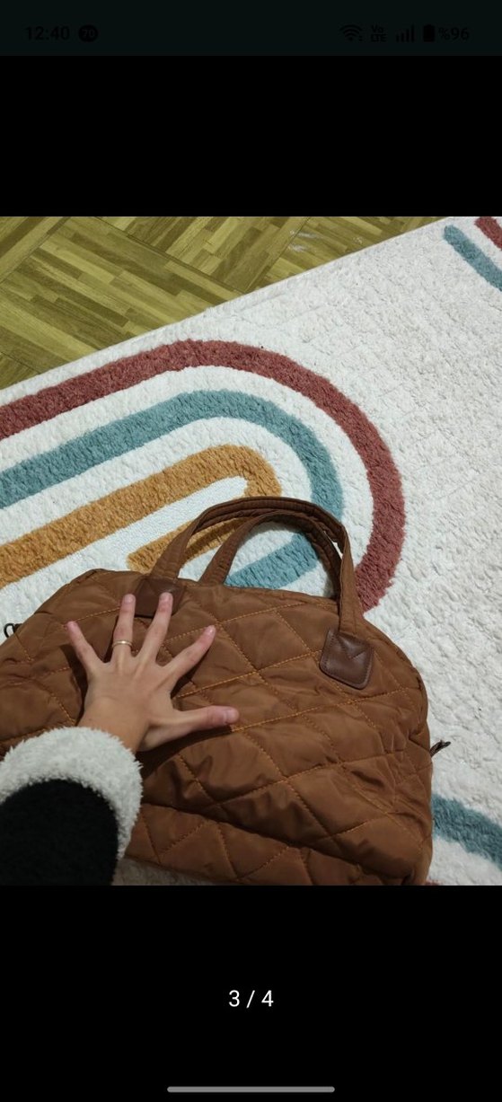 Kahverengi Kapitone Kadın Omuz Çantası - Görsel 3