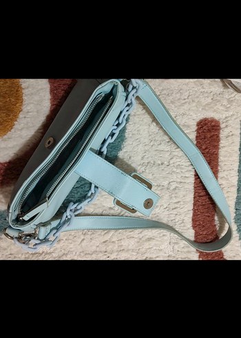 Mavi Deri Tokalı Kadın Çantası - Görsel 3