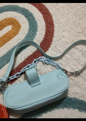 Mavi Deri Tokalı Kadın Çantası - Görsel 4