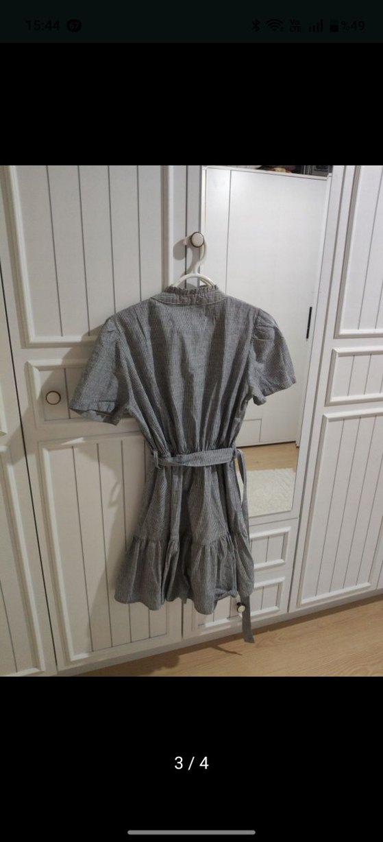 Bohem Kısa Keten Elbise - Görsel 3