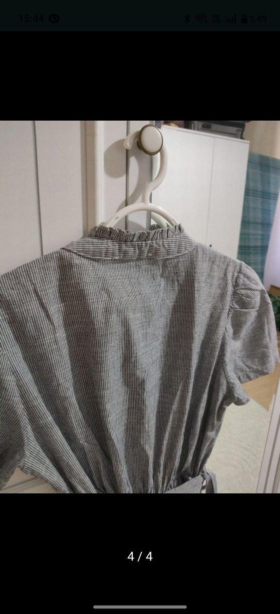 Bohem Kısa Keten Elbise - Görsel 4