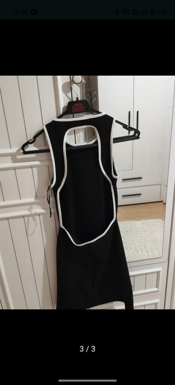 Siyah Mini Halter Yaka  Elbise - Görsel 3