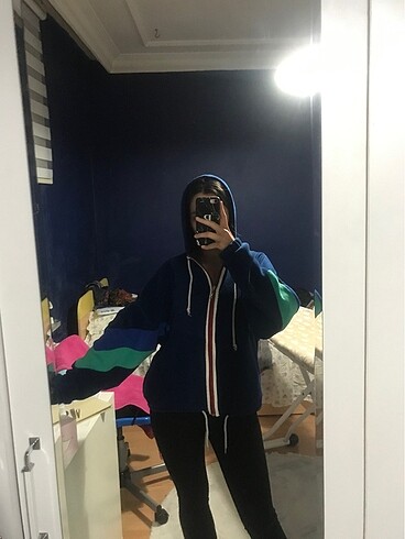 Çok renkli fermuarlı sweat