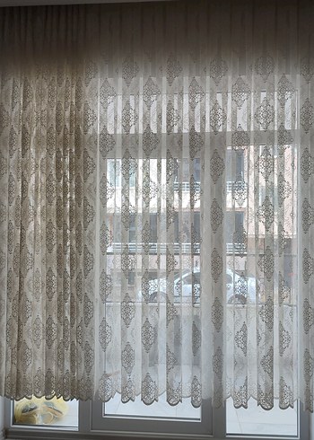 iki adet desenli Tül Perde - Görsel 4