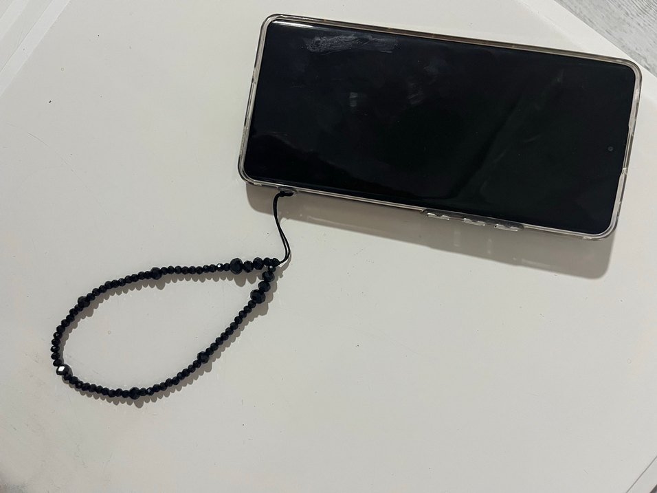 Siyah Boncuklu Gotik Telefon tutma askısı - Görsel 2