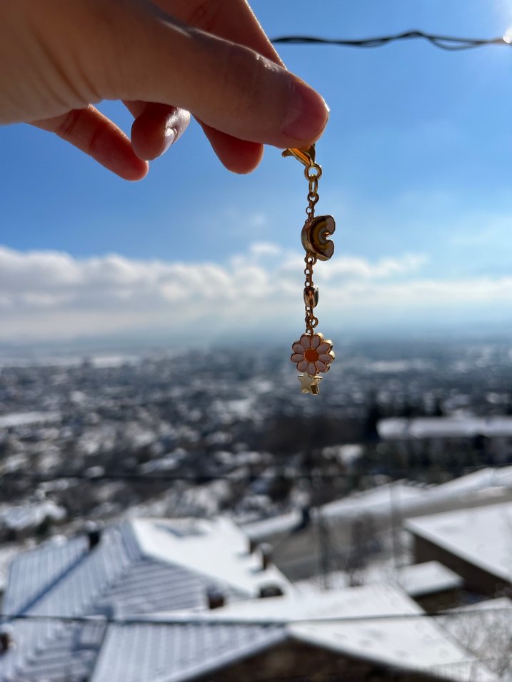 Zincir Detaylı Altın Renk Bohem Anahtarlık - Görsel 2