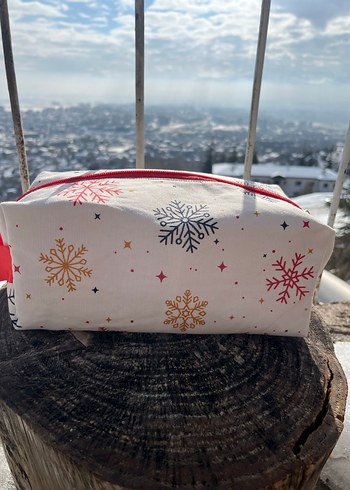 Renkli Baskılı Beyaz Kadın Makyaj Çantası - Görsel 5