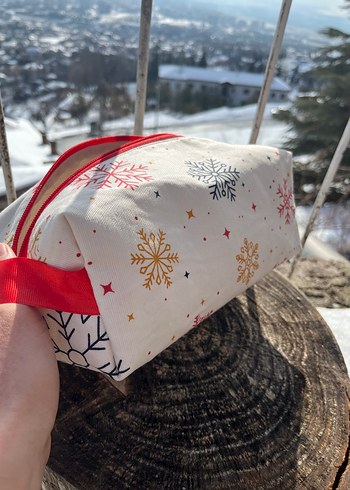 Renkli Baskılı Beyaz Kadın Makyaj Çantası - Görsel 3