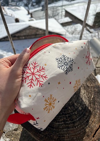 Renkli Baskılı Beyaz Kadın Makyaj Çantası - Görsel 2