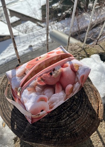 Pofuduk Pembe ayıcık Desenli Kadın Makyaj Çantası - Görsel 3