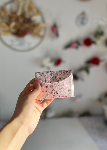 Mini çiçekli Pembe Kadın Cüzdanı - Görsel 4