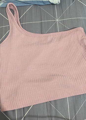 Pembe Tek Omuzlu Kadın Crop Top