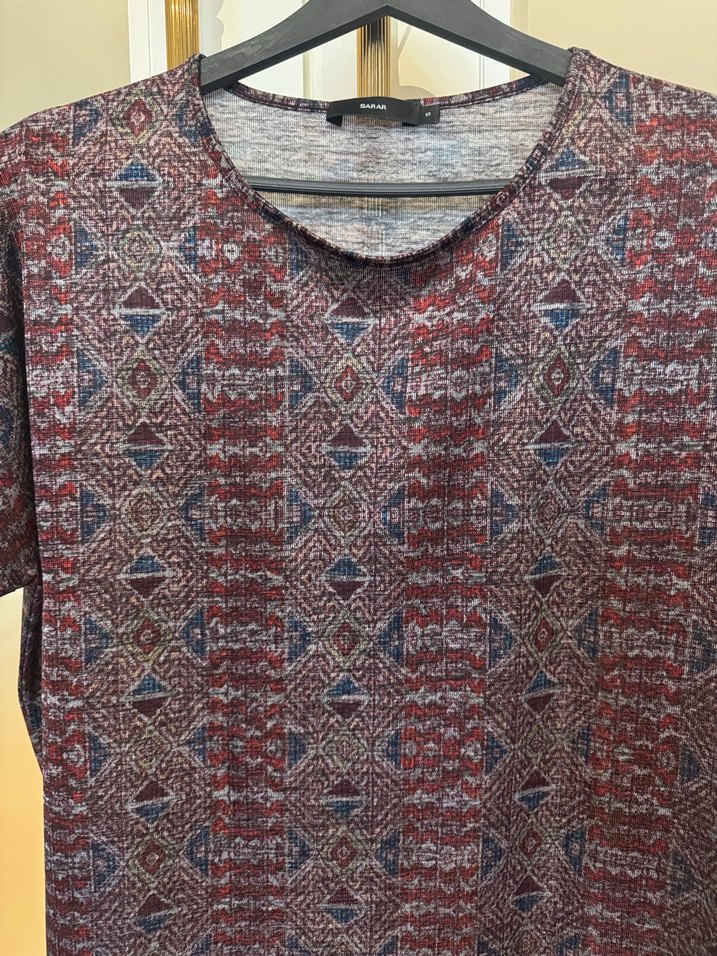 Bohem Bordo Desenli bluz - Görsel 3