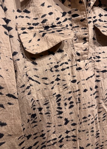 Bej Desenli Uzun elbise - Görsel 3